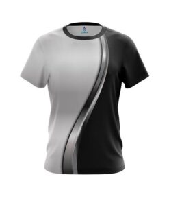 Plain Black And Silver Helix CoolWick Bowling Jersey
