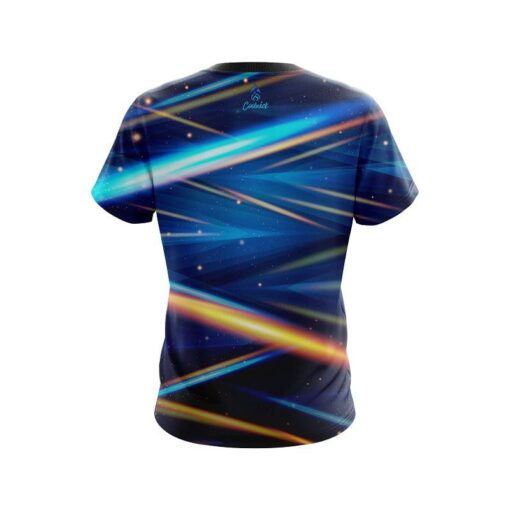 Plain Blue Futuristic Rays CoolWick Bowling Jersey - Image 2