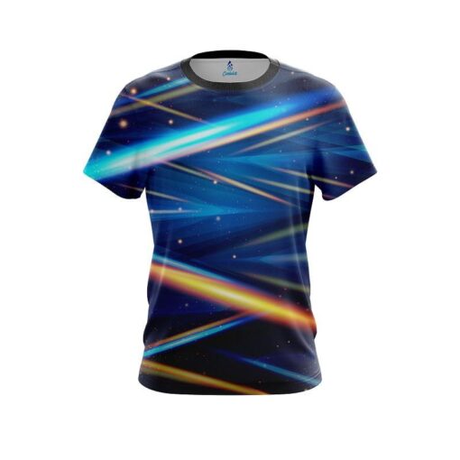 Plain Blue Futuristic Rays CoolWick Bowling Jersey