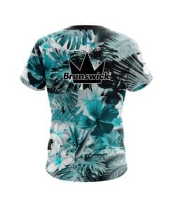 Alternative view of Brunswick Aqua Tropical Leafs Effect CoolWick Bowling Jersey