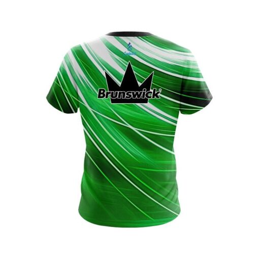 Brunswick Deep Green Stripes CoolWick Bowling Jersey - Image 2