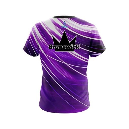 Brunswick Deep Purple  Stripes CoolWick Bowling Jersey - Image 2