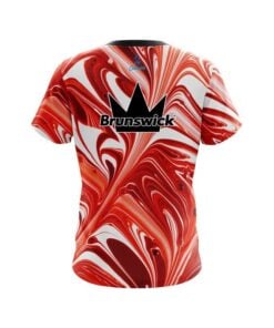 Alternative view of Brunswick Deep Red And White Liquid Swirls CoolWick Bowling Jersey