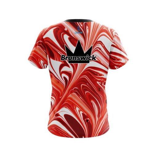 Brunswick Deep Red And White Liquid Swirls CoolWick Bowling Jersey - Image 2