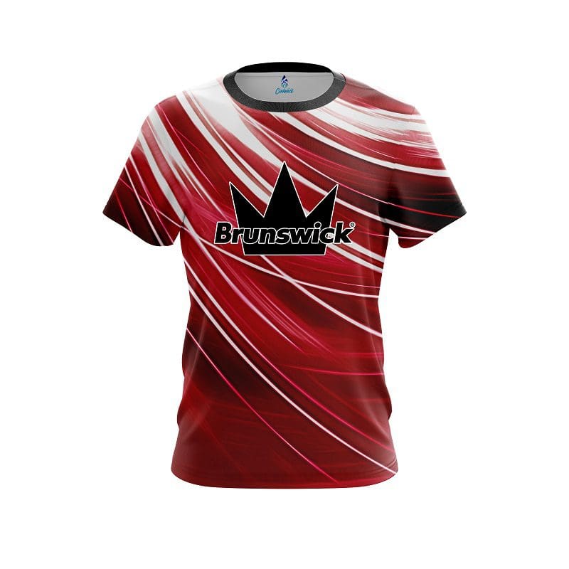 Brunswick Deep Red Stripes CoolWick Bowling Jersey