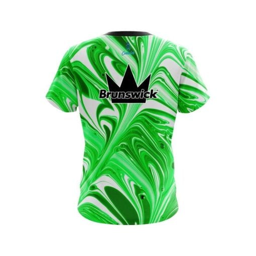 Brunswick Green And White Liquid Swirls CoolWick Bowling Jersey - Image 2
