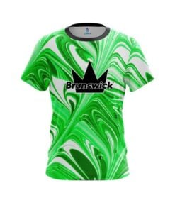 Brunswick Green And White Liquid Swirls CoolWick Bowling Jersey