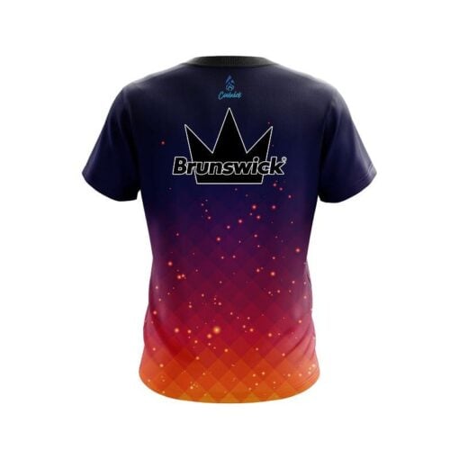 Brunswick Orange And Pink Fire Sparks CoolWick Bowling Jersey - Image 2