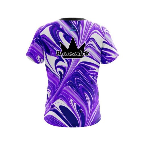 Brunswick Purple And White Liquid Swirls CoolWick Bowling Jersey - Image 2