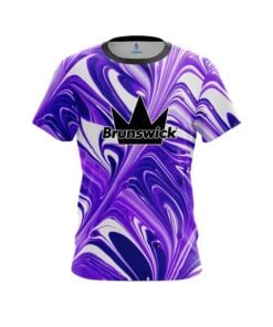 Brunswick Purple And White Liquid Swirls CoolWick Bowling Jersey