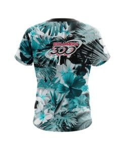 Alternative view of Columbia 300 Aqua Tropical Leafs Effect CoolWick Bowling Jersey