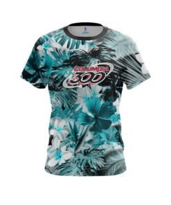 Columbia 300 Aqua Tropical Leafs Effect CoolWick Bowling Jersey