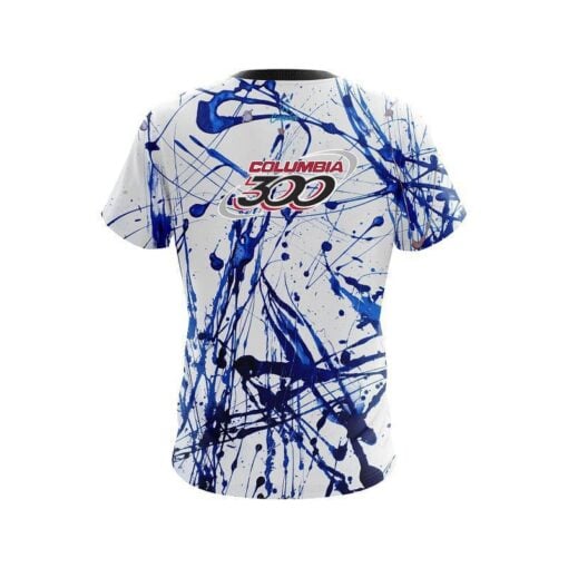 Columbia 300 Blue Paint Splash CoolWick Bowling Jersey - Image 2