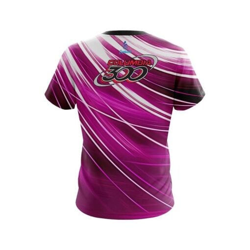 Columbia 300 Deep Pink Stripes CoolWick Bowling Jersey - Image 2