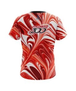 Alternative view of Columbia 300 Deep Red And White Liquid Swirls CoolWick Bowling Jersey