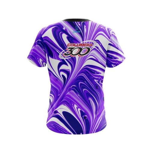 Columbia 300 Purple And White Liquid Swirls CoolWick Bowling Jersey - Image 2