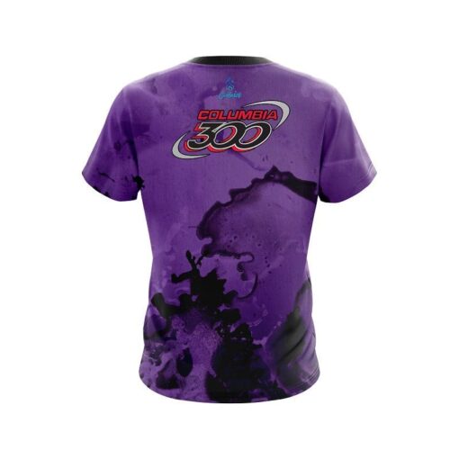 Columbia 300 Purple Graffiti Grunge CoolWick Bowling Jersey - Image 2