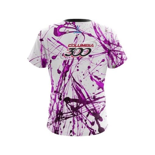 Columbia 300 Purple Paint Splash CoolWick Bowling Jersey - Image 2