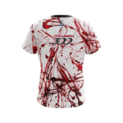 Columbia 300 Red Paint Splash CoolWick Bowling Jersey - Image 2