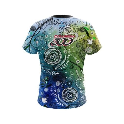 Columbia 300 Watercolor Floral Art CoolWick Bowling Jersey - Image 2