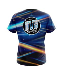 Alternative view of DV8 Blue Futuristic Rays CoolWick Bowling Jersey