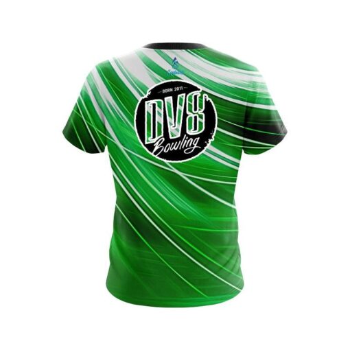 DV8 Deep Green Stripes CoolWick Bowling Jersey - Image 2