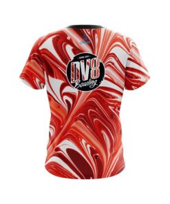 Alternative view of DV8 Deep Red And White Liquid Swirls CoolWick Bowling Jersey