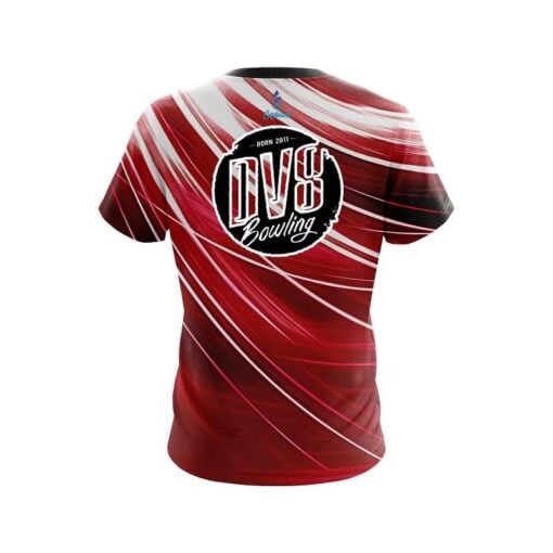 DV8 Deep Red Stripes CoolWick Bowling Jersey - Image 2