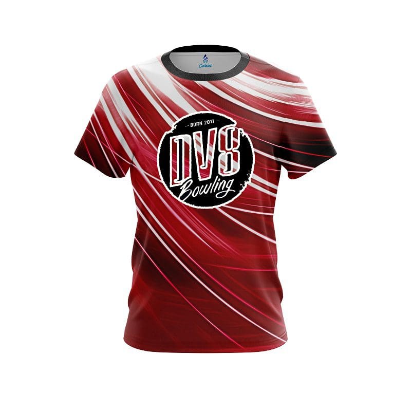 DV8 Deep Red Stripes CoolWick Bowling Jersey