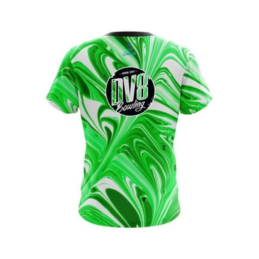 DV8 Green And White Liquid Swirls CoolWick Bowling Jersey - Image 2