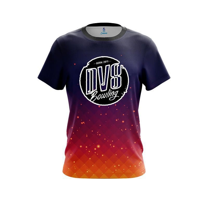 DV8 Orange And Pink Fire Sparks CoolWick Bowling Jersey