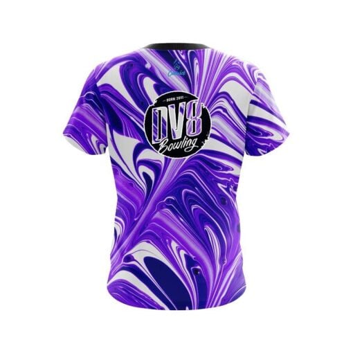 DV8 Purple And White Liquid Swirls CoolWick Bowling Jersey - Image 2