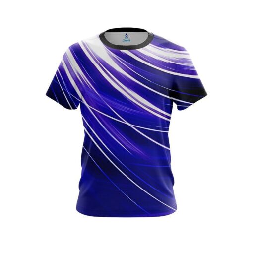 Plain Deep Blue Stripes CoolWick Bowling Jersey