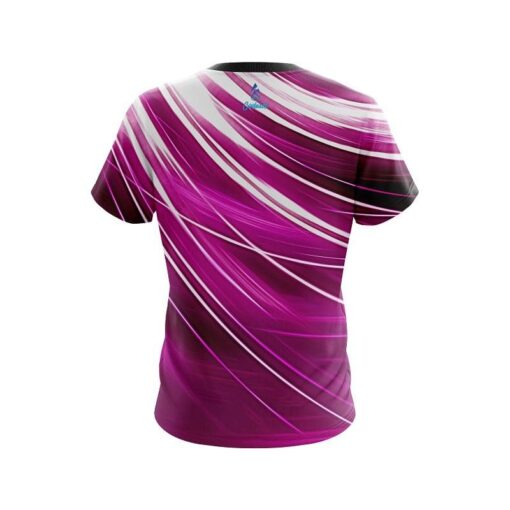 Plain Deep Pink Stripes CoolWick Bowling Jersey - Image 2