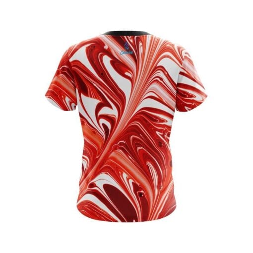 Plain Deep Red Liquid Swirls CoolWick Bowling Jersey - Image 2