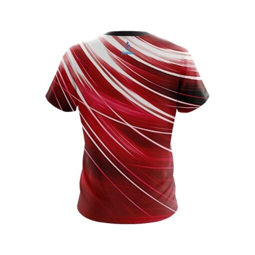 Plain Deep Red Stripes CoolWick Bowling Jersey - Image 2