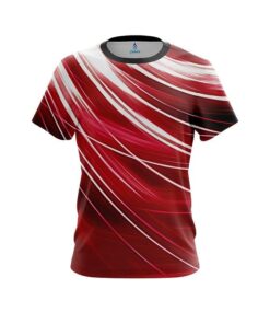 Plain Deep Red Stripes CoolWick Bowling Jersey