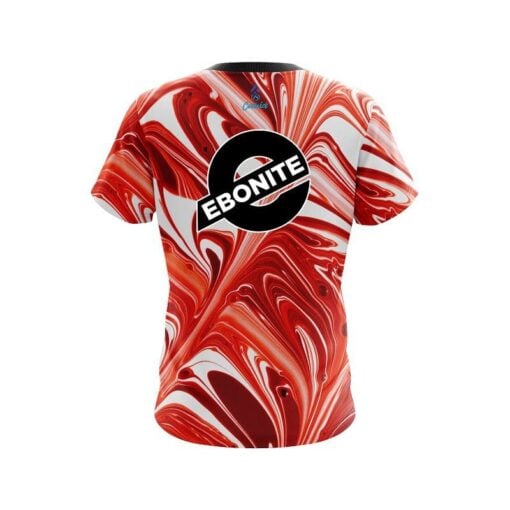 Ebonite Deep Red And White Liquid Swirls CoolWick Bowling Jersey - Image 2