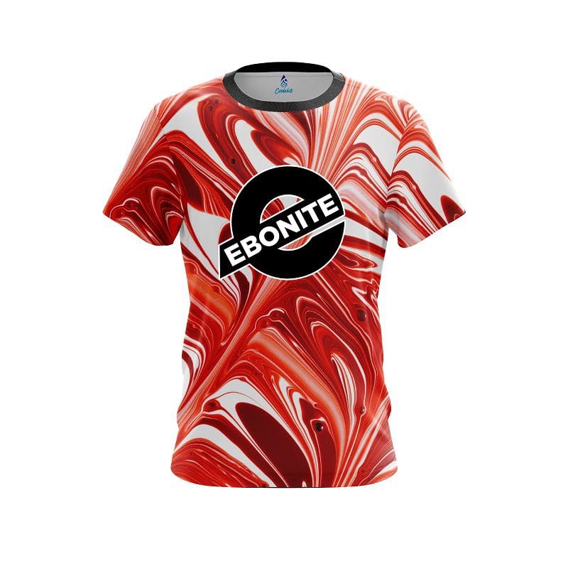 Ebonite Deep Red And White Liquid Swirls CoolWick Bowling Jersey