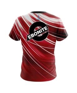 Alternative view of Ebonite Deep Red Stripes CoolWick Bowling Jersey