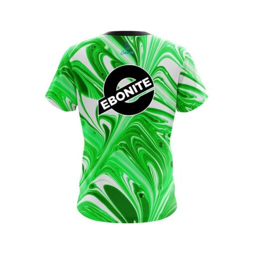 Ebonite Green And White Liquid Swirls CoolWick Bowling Jersey - Image 2