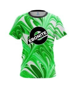 Ebonite Green And White Liquid Swirls CoolWick Bowling Jersey