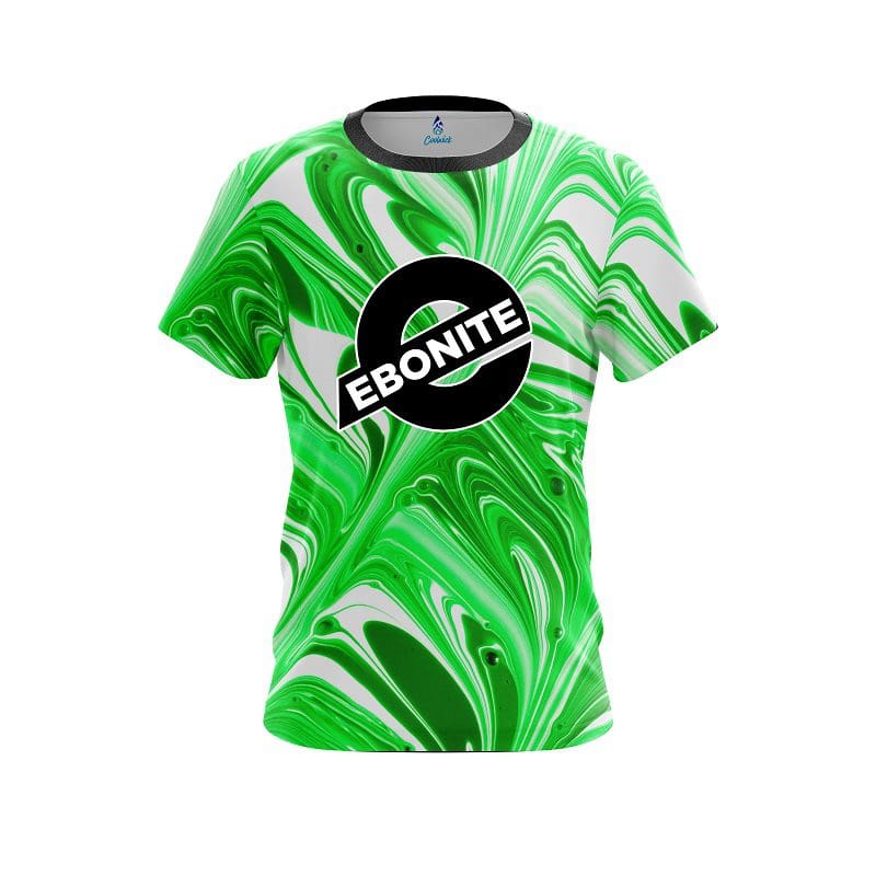 Ebonite Green And White Liquid Swirls CoolWick Bowling Jersey