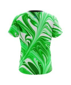 Alternative view of Plain Green And White Liquid Swirls CoolWick Bowling Jersey