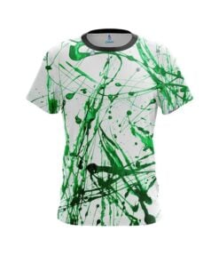 Plain Green Paint Splash CoolWick Bowling Jersey