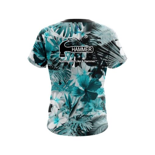 Hammer Aqua Tropical Leafs Effect CoolWick Bowling Jersey - Image 2