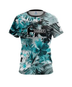 Hammer Aqua Tropical Leafs Effect CoolWick Bowling Jersey