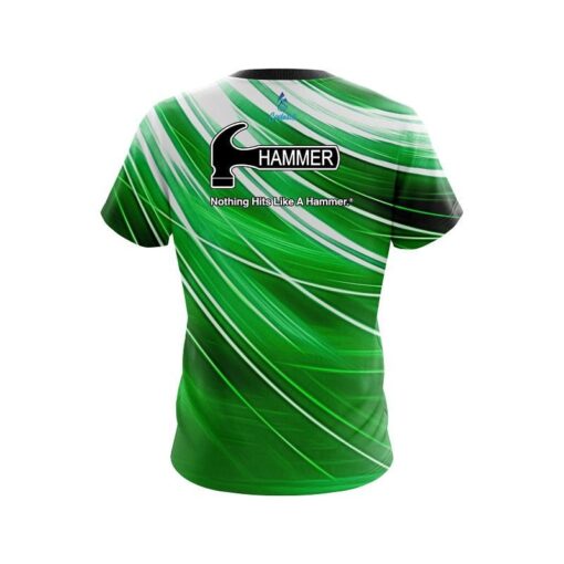 Hammer Deep Green Stripes CoolWick Bowling Jersey - Image 2