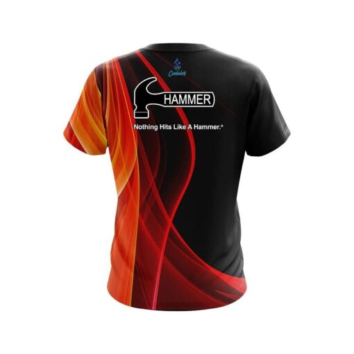 Hammer Deep Orange Curve CoolWick Bowling Jersey - Image 2