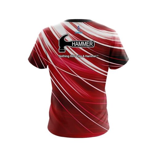 Hammer Deep Red Stripes CoolWick Bowling Jersey - Image 2